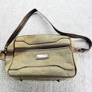 Vintage 90s Jordache Tweed Crossbody Messenger Travel Carry On Bag Tote Suitcase